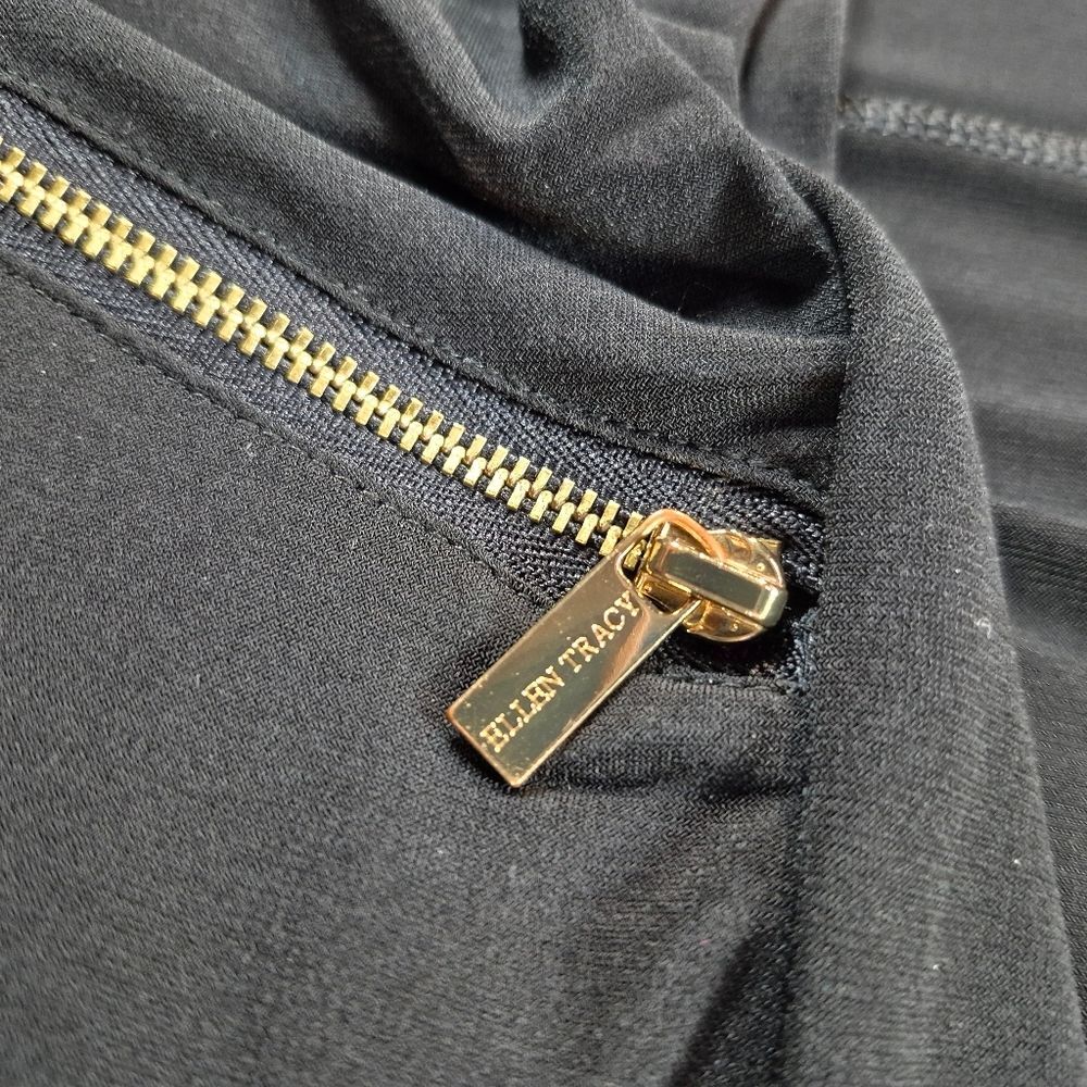 Ellen Tracy Black Draped Open-Front Cardigan Gold Zip Detail Woman's Large - Picture 7 of 13